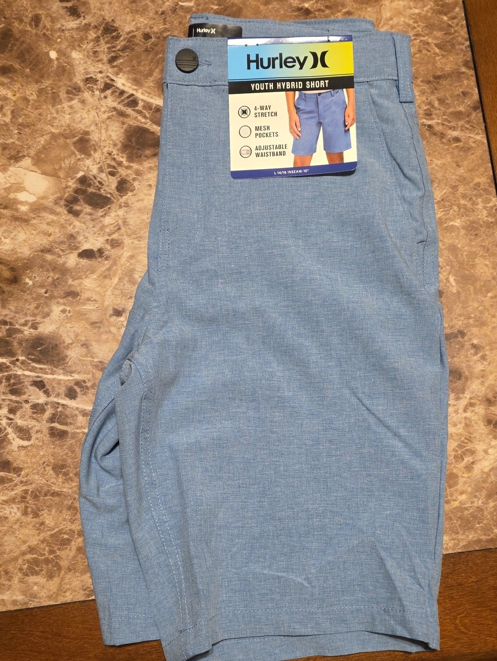 Hurley Light Blue Youth Hybrid Shorts For Boys 14/16